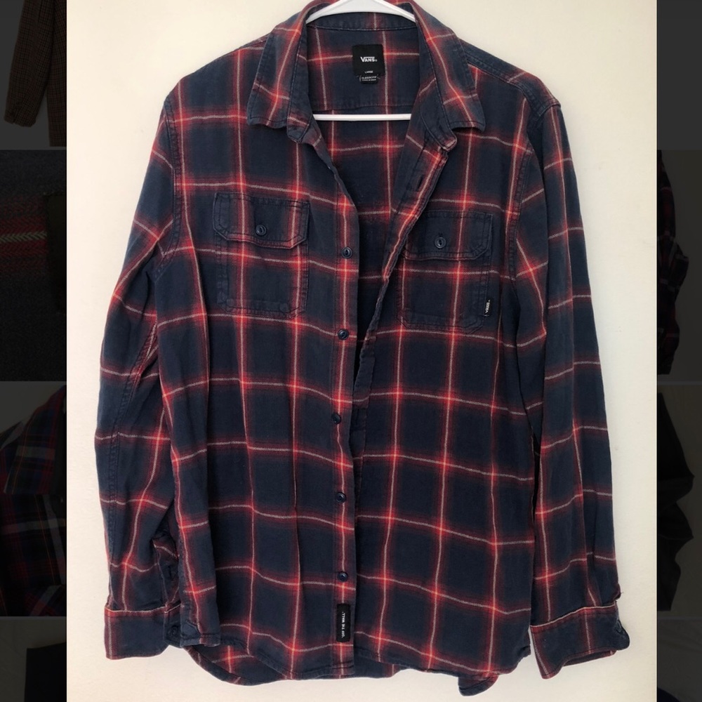 VANS Classic Fit Plaid Flannel Blue & Red